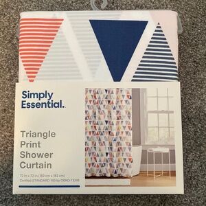 Simply Essential Triangle Print Shower Curtain Standard NEW